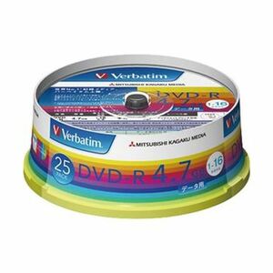 【新品】（まとめ）バーベイタム データ用DVD-R4.7GB 1-16倍速 ホワイトワイドプリンタブル スピンドルケース DHR47JP25V1 1パ