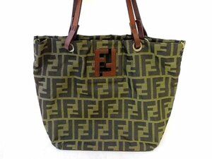 フェンディ ハンドバッグ ■ ズッカ キャンバス カーキ系 レディーズ バッグ ヴィンテージ FENDI □6A ク100