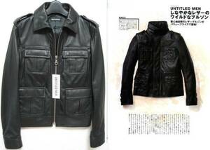 新品 希少ブランド UNTITLED MEN 即完売 ラムレザー 4ポケット M-65 ジャケット 46 ブルゾン 黒 02 / M ライダース 羊革 アンタイトル メン