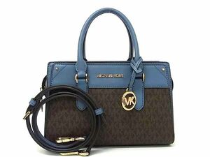 1円 ■極美品■ MICHAEL KORS マイケルコース MK柄 PVC×レザー 2WAY ハンドバッグ ショルダーバッグ クロスボディ ブラウン系 BK1127