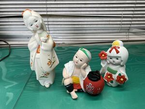 (1101) 博多人形 山笠祭り 郷土玩具 3点