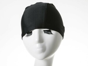 男女兼用 弾性繊維製 水泳帽 スイムキャップ フリーサイズ シンプル #無地 ブラック