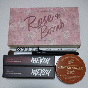 ETUDE ジンジャーシュガー リップ マスク プレイカラー Rose Bomb クリオ ペンシルライナー ブラック MERZY ティント RosyRosa ブラシ