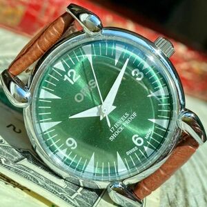 【レトロな色合い】★送料無料★ オリス ORIS メンズ腕時計 グリーン 手巻き ヴィンテージ アンティーク