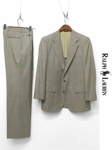 M309/CHAPS RALPH LAUREN セットアップ スーツ テーラードジャケット スラックス チェック 千鳥格子 背抜き 2つ釦 2タック A6 175 ベージュ