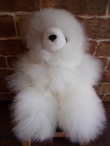 天然色 ベビー アルパカ毛 100% クマ 熊 ぬいぐるみ ペルー L 白 ホワイト テディベア