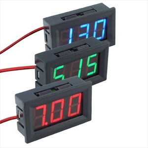 【新品】パネル 取付け型 デジタル 電圧計 赤 2線式（小）DC3.2v～DC30v Red レッド 電圧計測