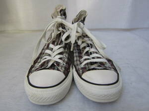 CONVERSE ALLSTAR HI（コーンバース オールスターハイ）　黒白赤チェック柄　4 (約23㎝)　　ok2112A