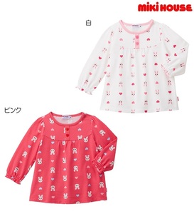 即決です！【ミキハウス】新品未使用♪mikihouse 80cm 75cm～85cm 長袖Ｔシャツ うさこ 総柄 ベビー服 キッズ 子供服 女の子 カラー：白