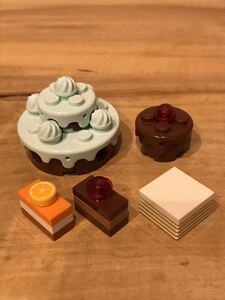 【LEGO】 レゴ ケーキ5種 セット チョコ ミント オレンジ 果物 お菓子 ミニフィグ アクセサリー 人形 おもちゃ 知育玩具 ブロック ブリック