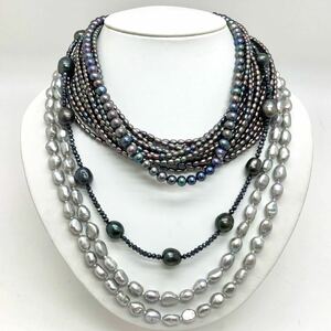 「淡水パールネックレス5点おまとめ」m 約228.5g 真珠 ケシ バロック ベビー pearl Pearl necklace jewelry silver DA0