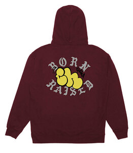 BornxRaised (ボーンアンドレイズド) パーカー プルオーバー CHAKA THROWIE HOODY BURGUNDY