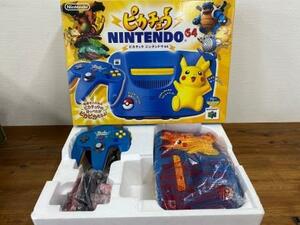 Sa100 任天堂 NINTENDO 64 NUS-101 ピカチュウ ブルー 本体 美品 AVケーブル欠品 通電確認済 箱破れあり ポケモン 売切！