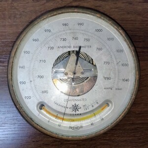 【動作未確認】アネロイド　気圧計　船舶　ビンテージ　ブロカント　置物　ANEROID　BAROMETER