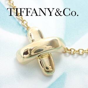 ティファニー TIFFANY K18YG クロスステッチ ネックレス ケース付き イエローゴールド