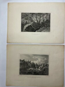 江戸 明治 イギリス「細密 銅版画 ウィリアムズ キャッスル リッチモンド 等2点一括」美術 絵画