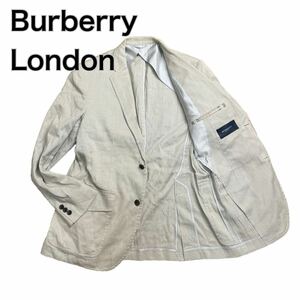 Burberry London バーバリーテーラードジャケット 麻 ベージュ ノバチェック L 三陽商会