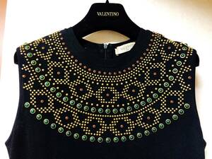 稀少【極美品】VALENTINO ヴァレンティノ コレクションライン クレオパトラ調ストーン スタッズ ワンピース ☆素敵☆ SIZE:M