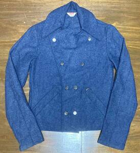オリジナル貴重リーバイス70s70年代ビンテージ ショートジャケットpジャケット ショートpコート ウールジャケット黒金タブ紺ネイビー