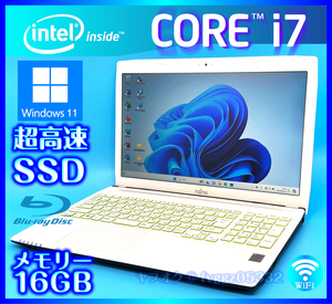 富士通 きれいなホワイト SSD 新品 1TB (1000GB) +外付HDD 750GB 大容量メモリー 16GB Core i7 4702MQ Windows11 Bluetooth Office2021