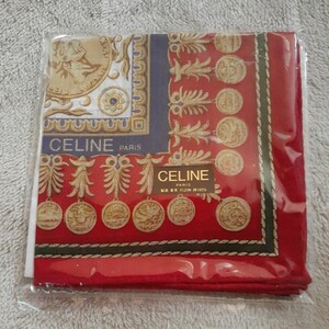 未使用♪レディース　CELINE　セリーヌ　ハンカチ☆赤系☆