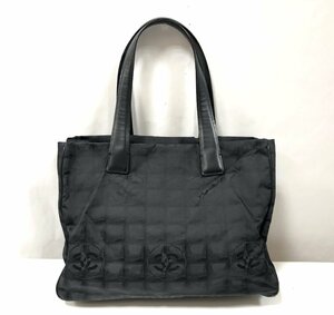 ★ シャネル CHANEL ニュートラベルライン トートバッグ ナイロンジャガード レザー ココマーク ブラック 中古★003071