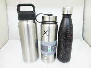 N8904【水筒】3本★YETI 26oz 769ml★PURE★Xtreme Lanteen 24oz★ウォーターボトル ステンレスボトル★中古★