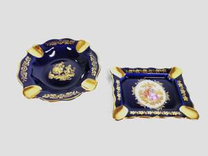 【長期保管品・美品】LIMOGES CASTEL リモージュ キャッスル 22K GOLD 灰皿 金彩 フランス ２個セット