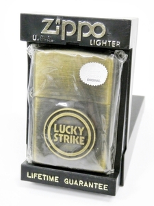 16 38-593056-08 [Y] 未使用 ZIPPO ジッポー ライター LUCKY STRIKE ラッキーストライク SOLID BRASS 真鍮 I/Ⅹ 専用ケース付き 福38