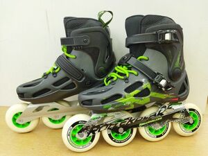 【良品】ROLLER BLADE ローラーブレード インラインスケート MAXXUM90 26cm ANTHRACITE＆GREEN ストリートスポーツ◆3110/宮竹バザール店