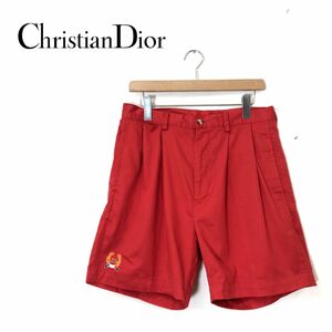 G1036-O-N◆ Christian Dior クリスチャンディオール ショートパンツ ハーフパンツ ボトムス◆size32 コットン レッド 赤