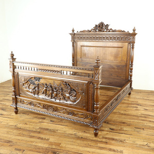 ベッドフレーム　繊細で美しい彫刻　寝室　目を引く彫刻　ブルターニュ　フランスアンティーク家具 　アンティークフレックス　64820a
