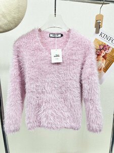 高級ヨーロッパ製※定価5万◆ブルガリア発※RISELIN セーター ミンク/カシミア混 ニット キラキラ Ⅴネック かわいい レディース L/48