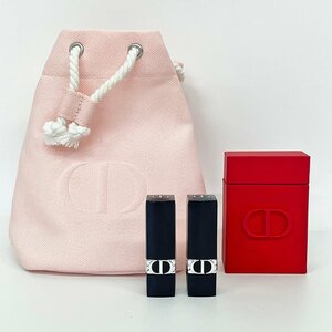 未使用品 Christian Dior クリスチャン ディオール ルージュ 999S サテン 999V ベルベット 口紅 2本セット ケース付き [R13209]