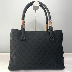 GUCCI バンブー ハンドバッグ ブラックカラー GG柄 GGキャンバス グッチ 手提げ 鞄 黒