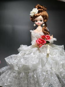 昭和レトロ 当時物 レトロポーズ人形さくら人形 ホワイトレースドレス 54cm アンティーク