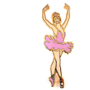 ピンバッジ・バレリーナ踊り子バレエ衣装ピンク色のチュチュ女の子◆フランス限定ピンズ◆レアなヴィンテージものピンバッチ