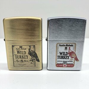 【未使用】WILD TURKEY　ワイルドターキー　ZIPPO　ジッポ2点おまとめ　喫煙具　コレクション　本体のみ　火花確認済み
