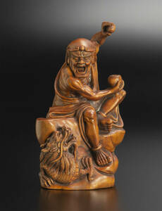 清 黄杨木雕罗汉像 中国 古美術
