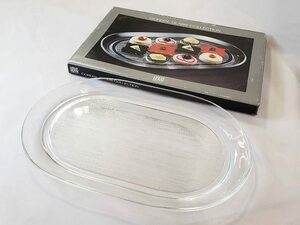 HOYA　楕円大皿　柾目　保谷硝子　CORDIAL GLASS COLLECTION　盛皿　食器　共箱付き　生活雑貨　BX-5