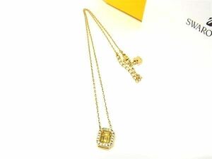 1円 ■美品■ SWAROVSKI スワロフスキー ラインストーン ネックレス ペンダント アクセサリー レディース ゴールド系 BJ1609