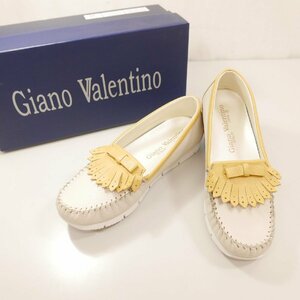 Giano Valentino ジアーノバレンチノ キルトタッセル デザイン 軽量 牛革 レディース モカシンシューズ 靴 YELLOW BEIGE 35 18122 SH