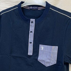 SALOON☆　クルーネックシャツ　Tシャツ　紺【L】☆新品在庫品《管理PEL235》