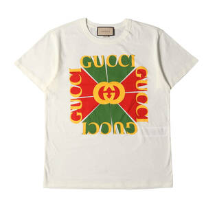 GUCCI Tシャツ サイズ:XS インターロッキングG ヴィンテージロゴ プリント Tシャツ / オーバーサイズフィット オフホワイト イタリア製