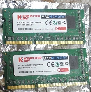 MACMEMORY（マイクロンチップ） DDR3 PC3 12800 8G 2枚　16GB