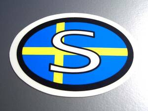 c3●スウェーデン国識別ステッカー Sサイズ 楕円●国旗 北欧 ボルボ volvo 屋外耐候耐水シール 雑貨 EU
