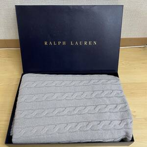 RALPH LAUREN　ラルフローレン 肘掛け？　毛布？　カシミヤ混　グレー　no.124