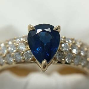 ロイヤルブルー サファイア 1.03ct ☆ ダイヤモンド 0.61ct　K18　刻印あり　約12.5〜13号　4.5g　ゴールド　リング　新品仕上げ加工済