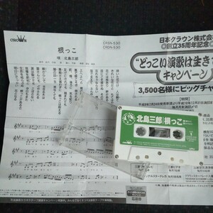 北島三郎　歌入り　2曲　カラオケ「根っこ」「一路」カセットテープ テープ カラオケ　レトロ 　演歌　歌謡曲