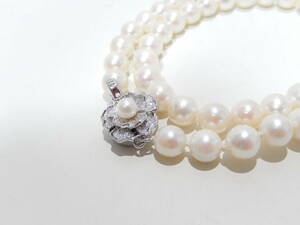 【管YO0314】5000円～ 美品 本真珠 アコヤ真珠 パール ネックレス 7.0～7.5ｍｍ珠 SILVER Pearl Akoya necklace